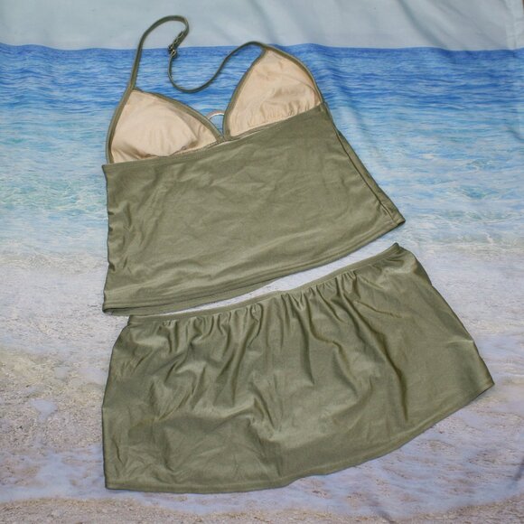 Isaac Mizrahi Swim Issac Mizrahi Tankini Swimsuit Set High Waisted Bikini Green Set Medium